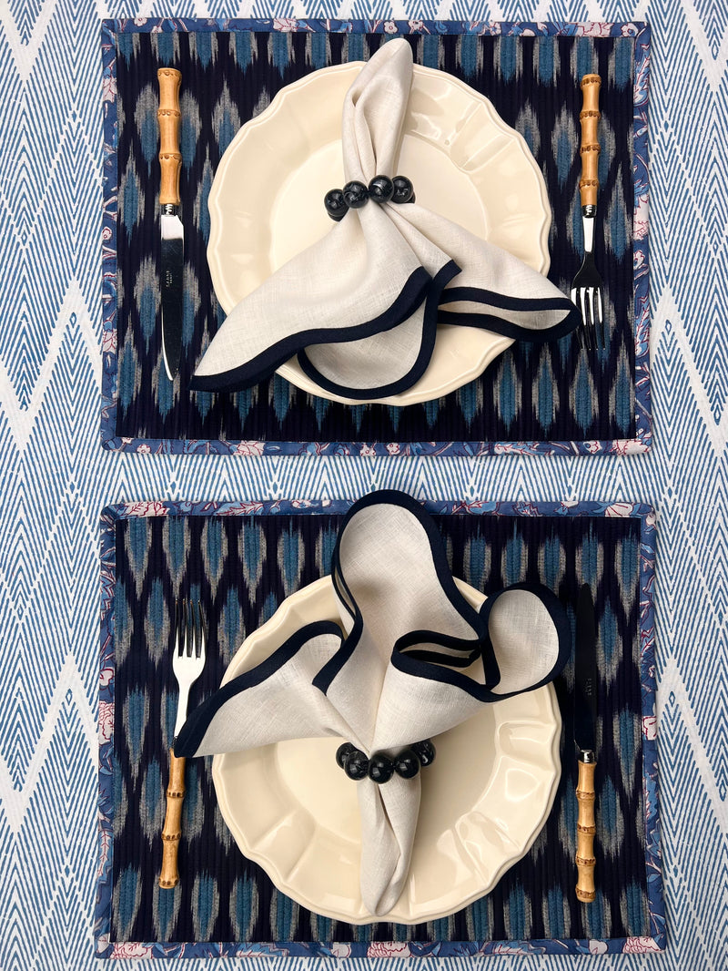 Curated Table Set: Blues, Ivory & Black