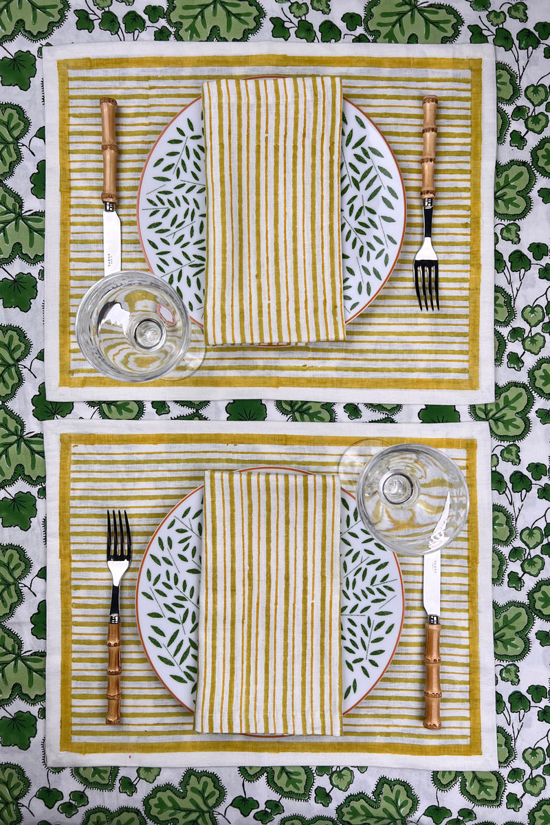 ’The Swedish Stripe’ Placemats (white base) - 100% Linen