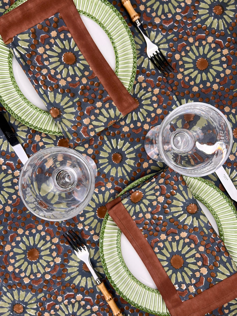 ‘The Kaleidoscope’ Napkin Set - Aubergine, Rust & Sage