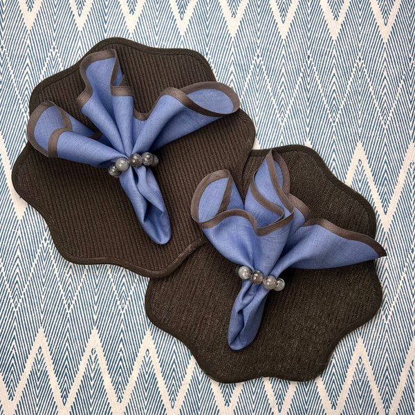 Curated Table Set: Grey Velvet & Blue