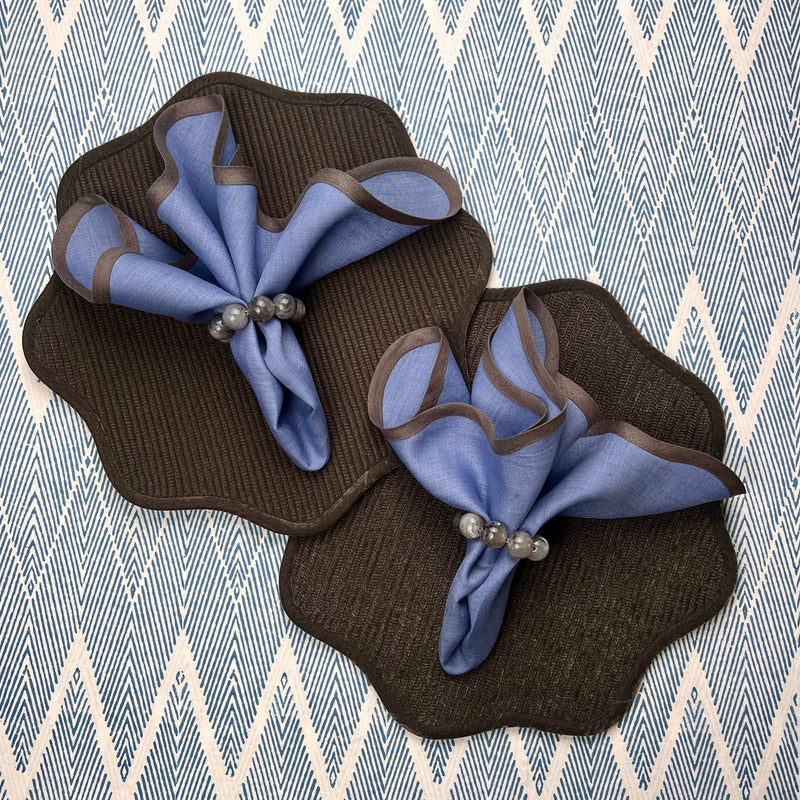 Curated Table Set: Grey Velvet & Blue