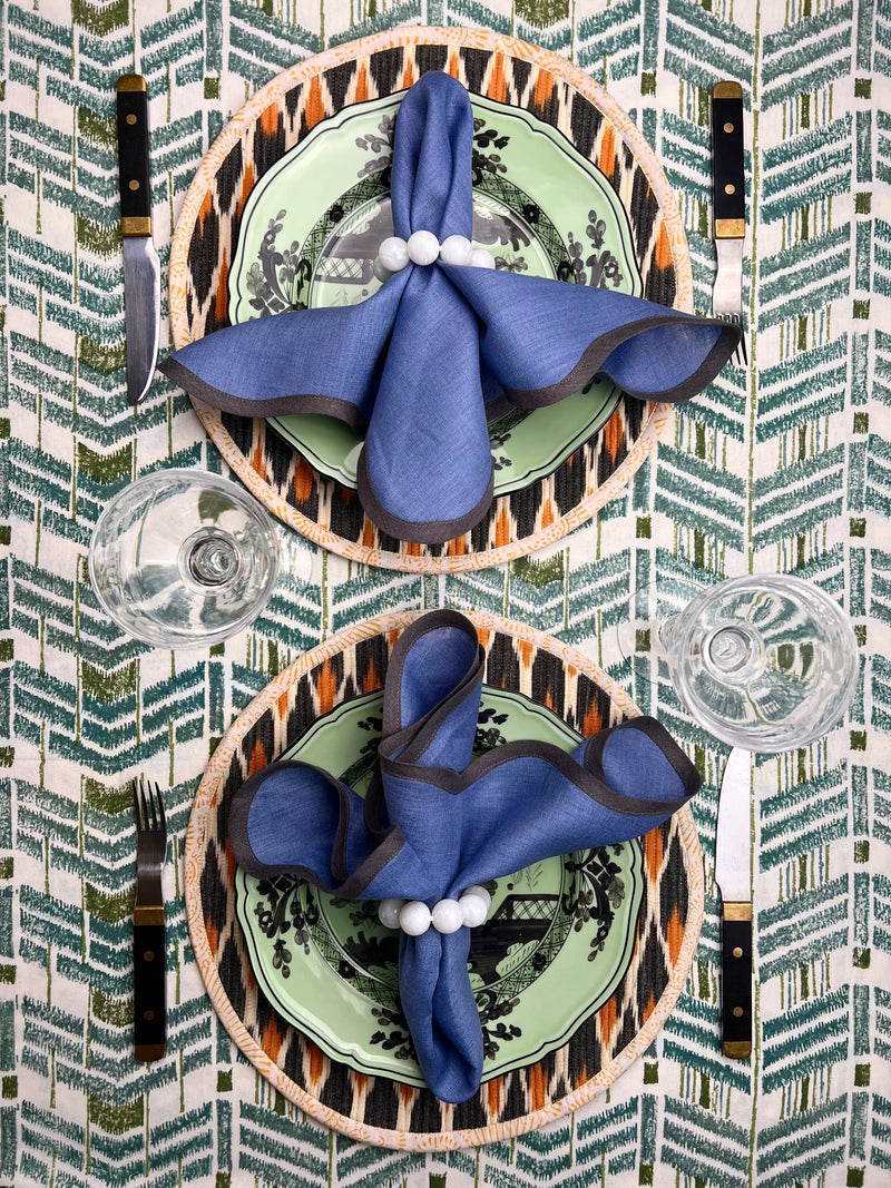 ‘The Ikat’ Tablecloth - Blue Green