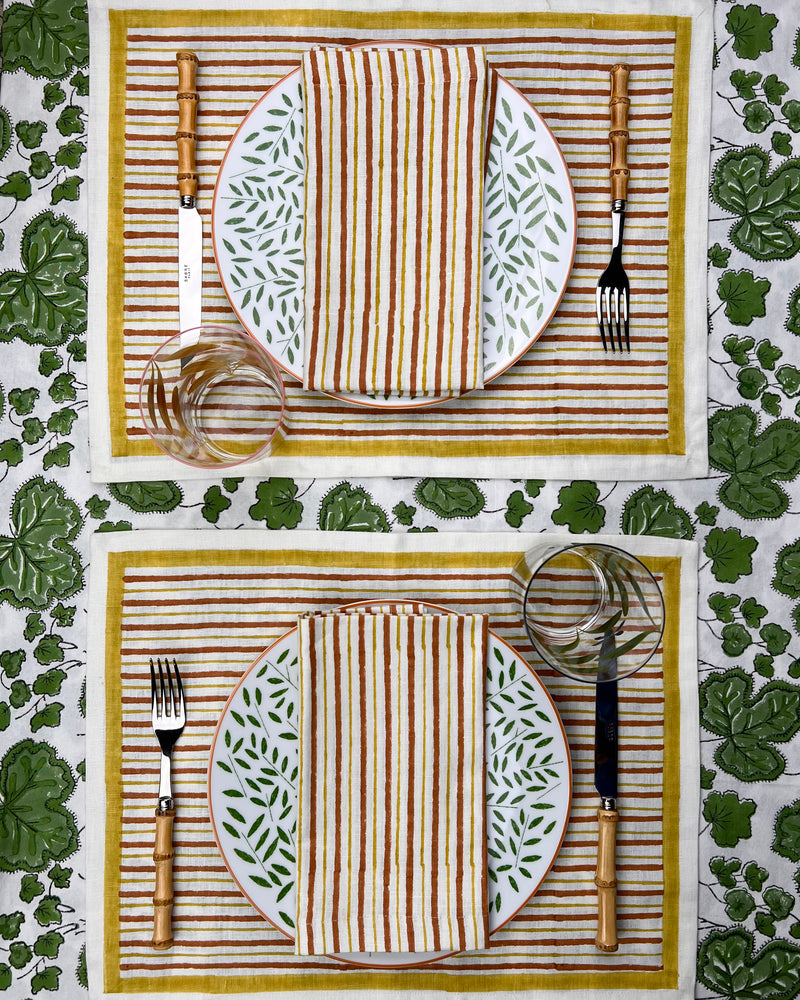 ’The Swedish Stripe’ Napkins (white base) - 100% Linen