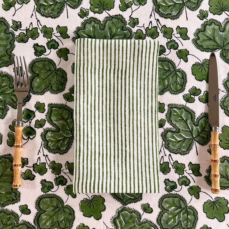 ’The Thin Swedish Stripe’ Napkins - White Base - 100% Linen