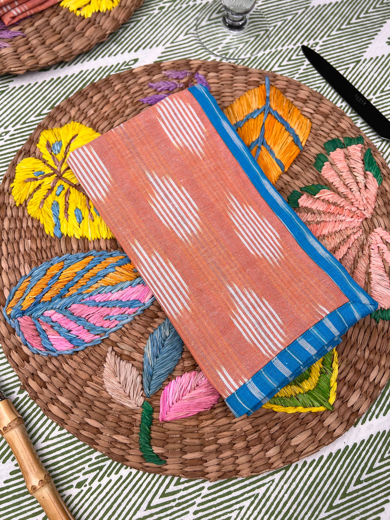Reversible Napkin (Set of Four) Bright Blue/Apricot