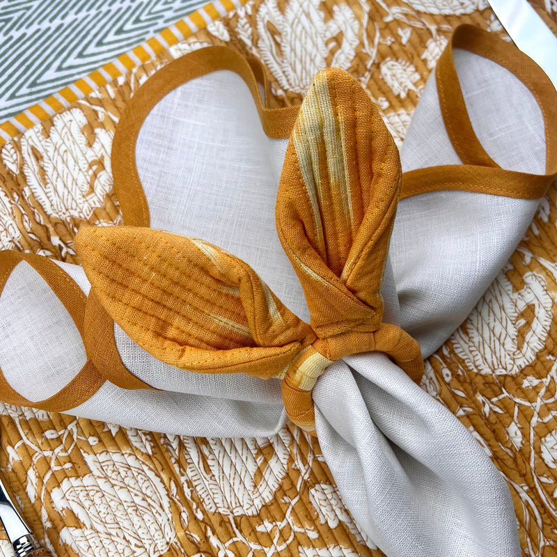 Ikat Easter Bunny Ears Napkinrings - Yellow