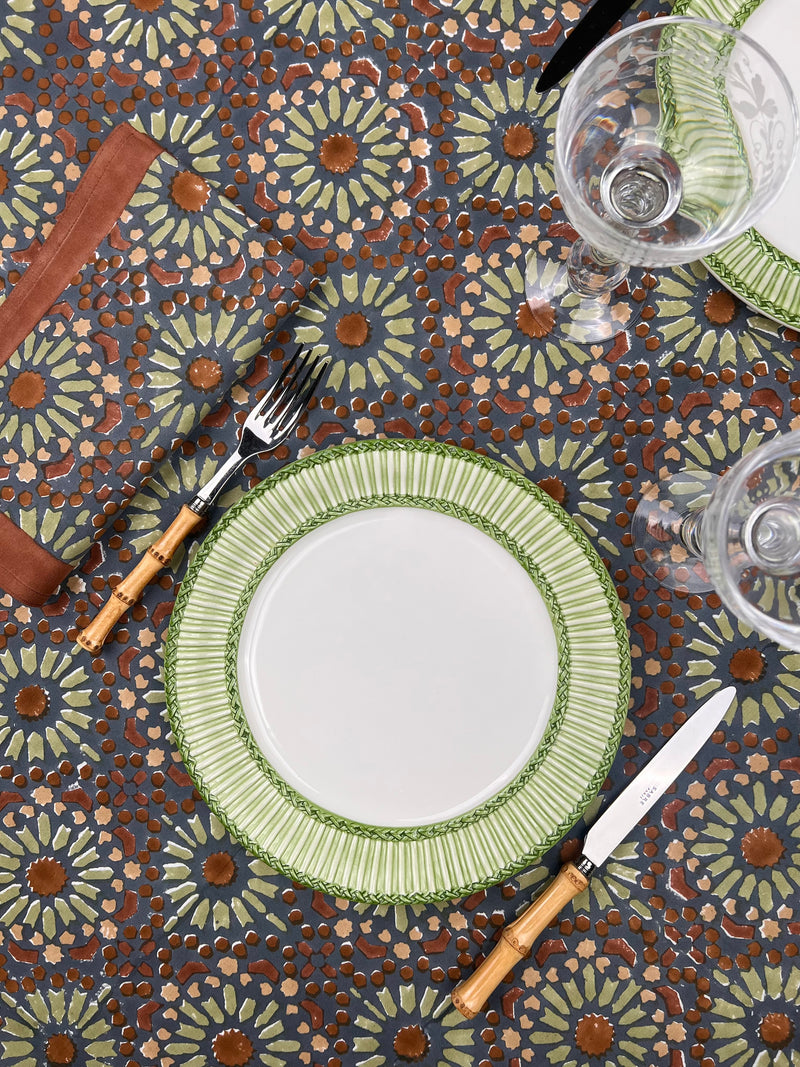 ‘The Kaleidoscope’ Tablecloth - Aubergine, Rust & Sage