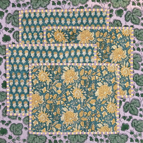 Gift Set: 4 x Green & Yellow Breakfast Placemats