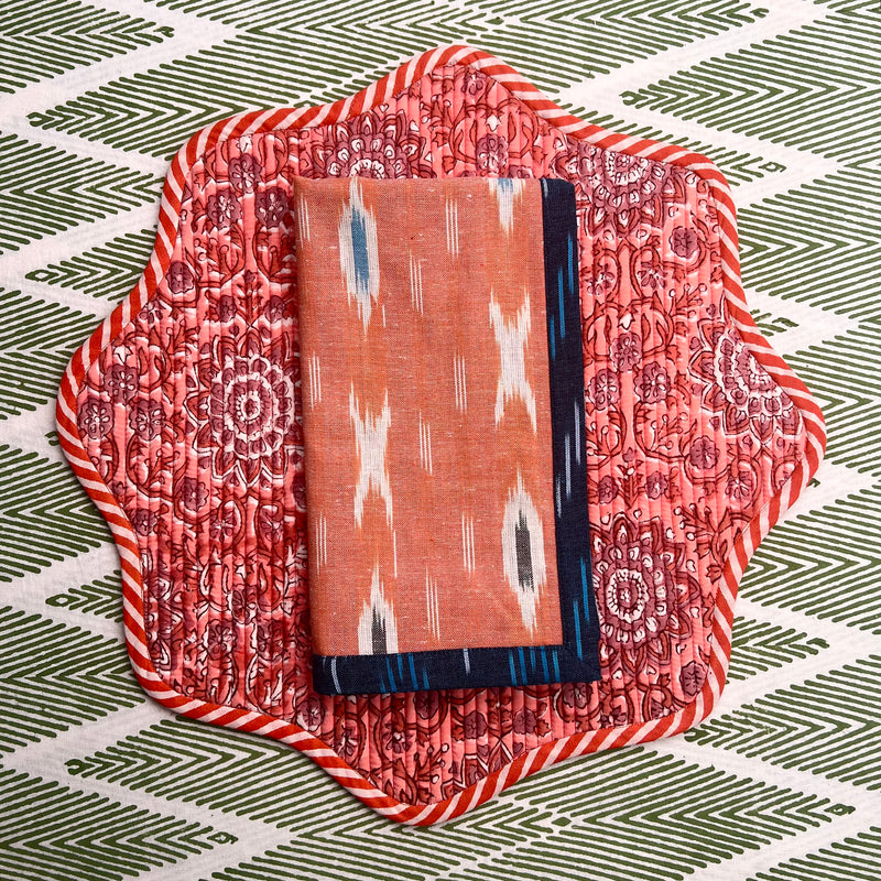 Reversible Napkin (Set of Four) Teal/Apricot