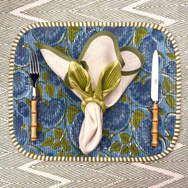 Ikat Easter Bunny Ears Napkinrings - Green