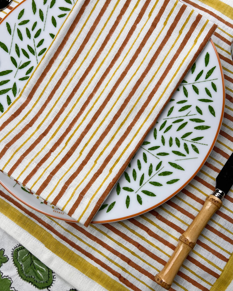 ’The Swedish Stripe’ Napkins (white base) - 100% Linen