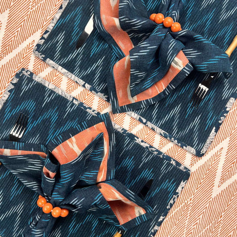 Curated Table Set: Navy & Coral