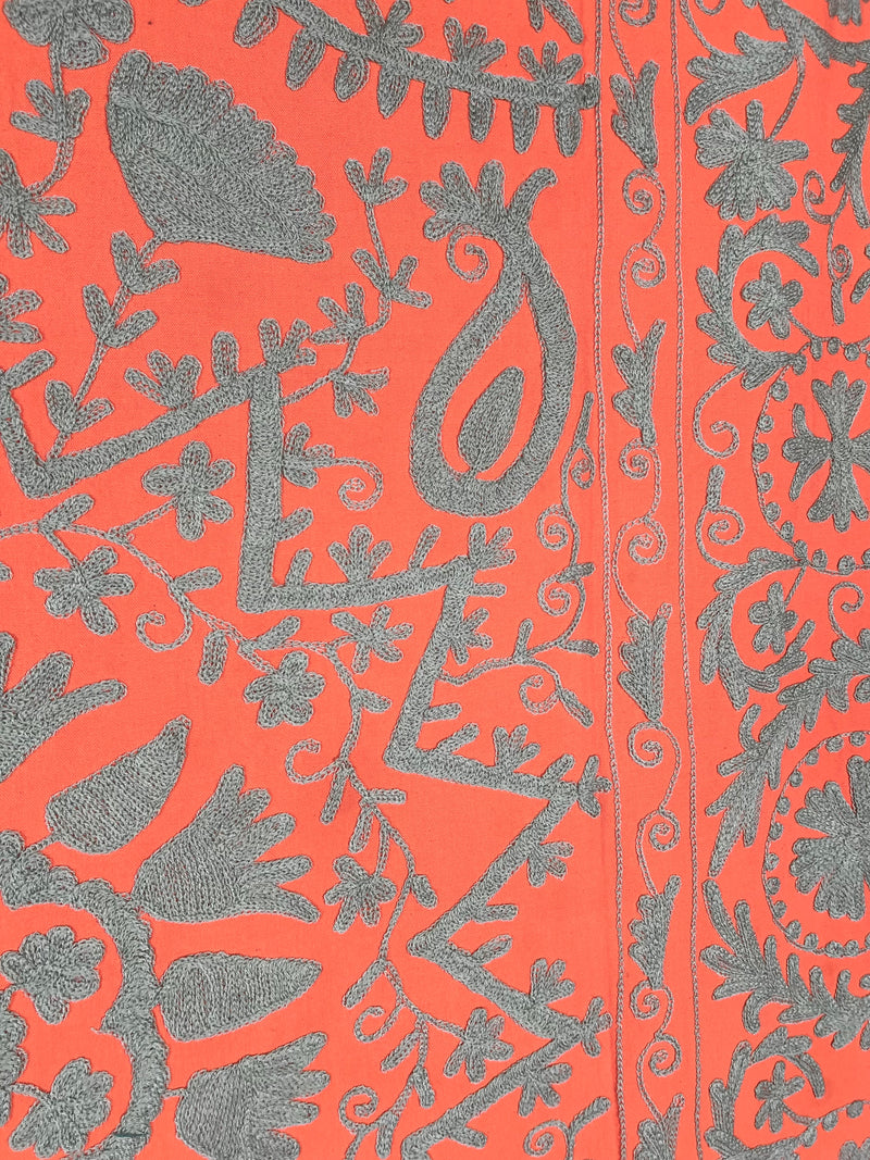 Suzani Cloth Orange & Duck Egg Embroidery