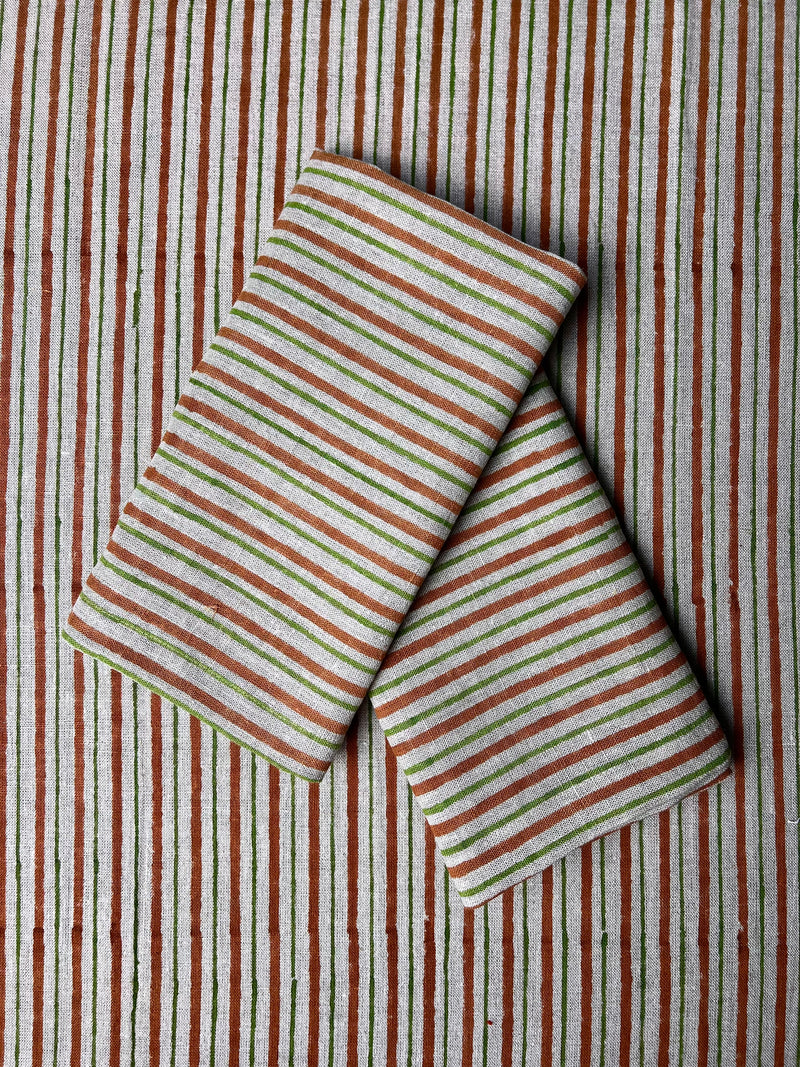 ’The Swedish Stripe’ Tablecloth - Falu Red & Dala Green - 100% Linen