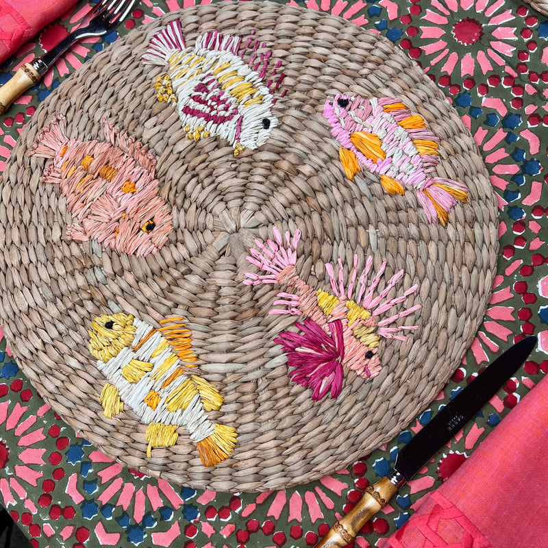 ’The Raffia Placemat’ - Pink Fish