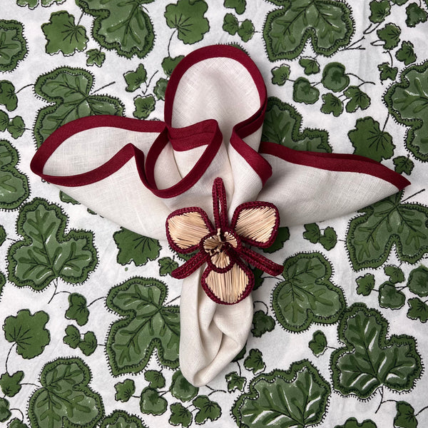 Gift Set: 4 x Orchid Napkinrings Natural & Burgundy