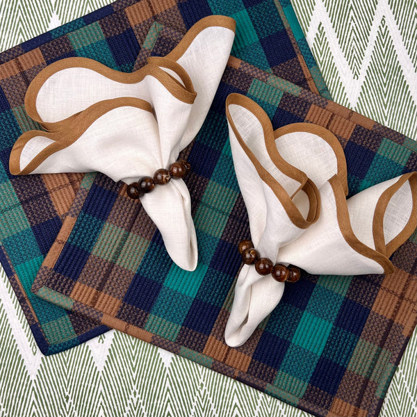Curated Table Set: Green, Camel Navy