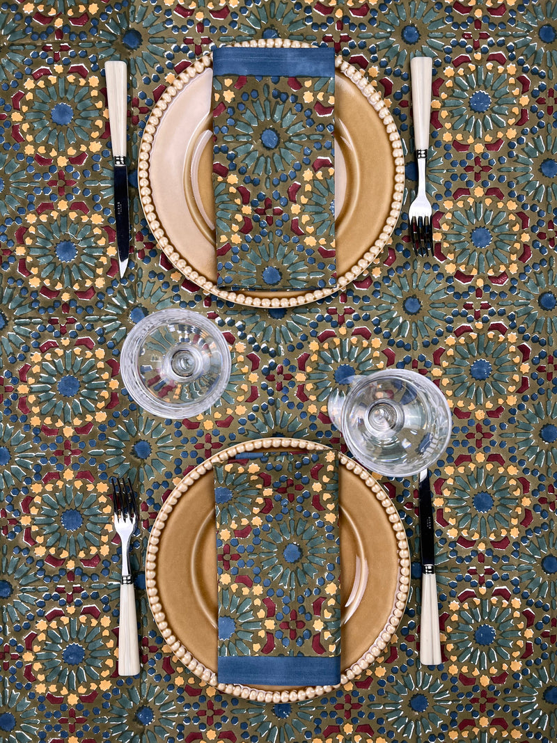 ‘The Kaleidoscope’ Napkin Set - Moss, Burgundy, Blue