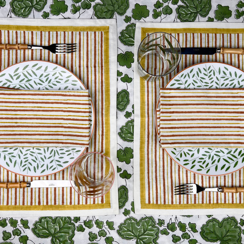 ’The Swedish Stripe’ Napkins (white base) - 100% Linen