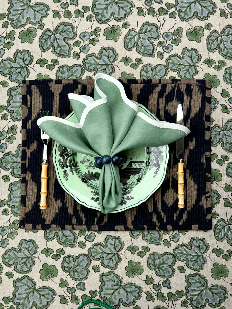 ’THE FIGUE LEAF’ TABLECLOTH (Green & Blue)