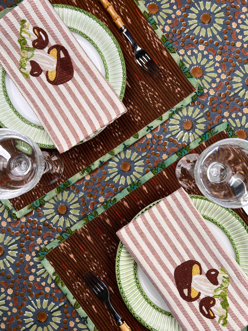 The Mushroom Napkin - Chestnut Stripe