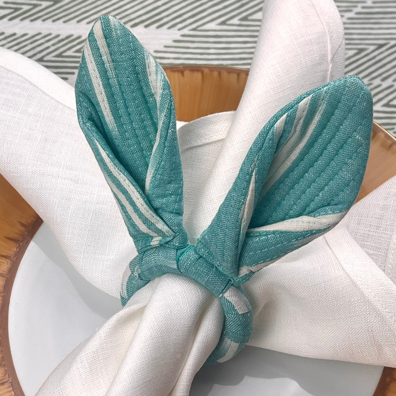 Ikat Easter Bunny Ears Napkinrings - Blue