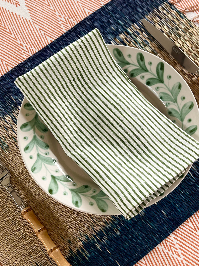 ’The Thin Swedish Stripe’ Napkins - White Base - 100% Linen