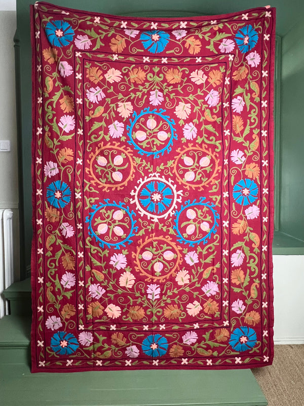 Suzani Cloth Burgundy & Multicoloured