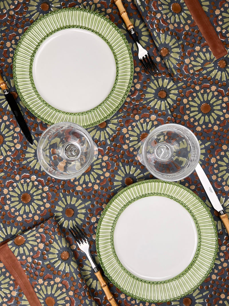 ‘The Kaleidoscope’ Tablecloth - Aubergine, Rust & Sage