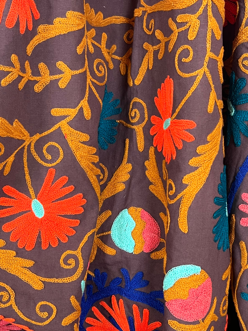 Suzani Cloth Cocoa & Multicoloured Embroidery