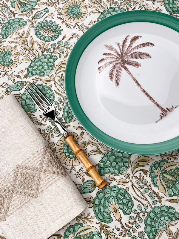 The Floral Tablecloth (Green, Taupe, Beige)