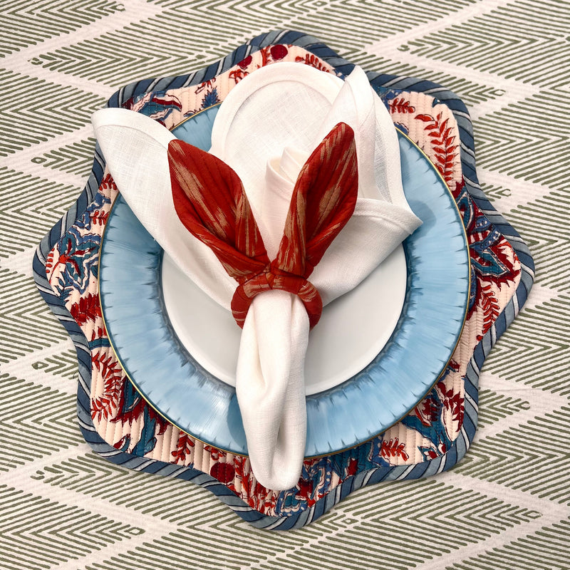 Ikat Easter Bunny Ears Napkinrings - Red