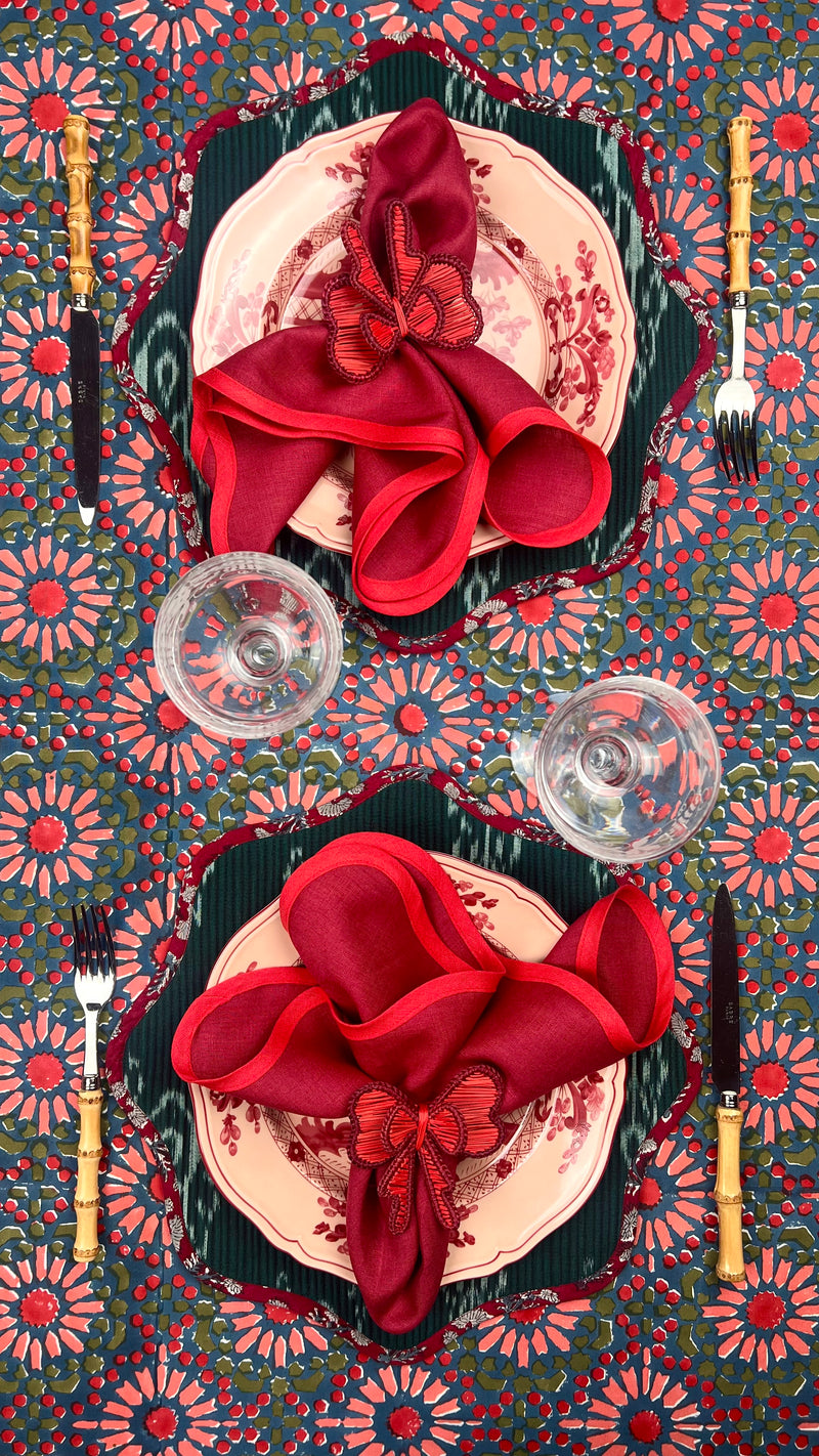 ‘The Kaleidoscope’ Tablecloth - Blue, Red, Pink, Moss