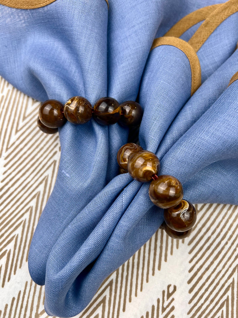 Curated Table Set: Blue & Camel Plad