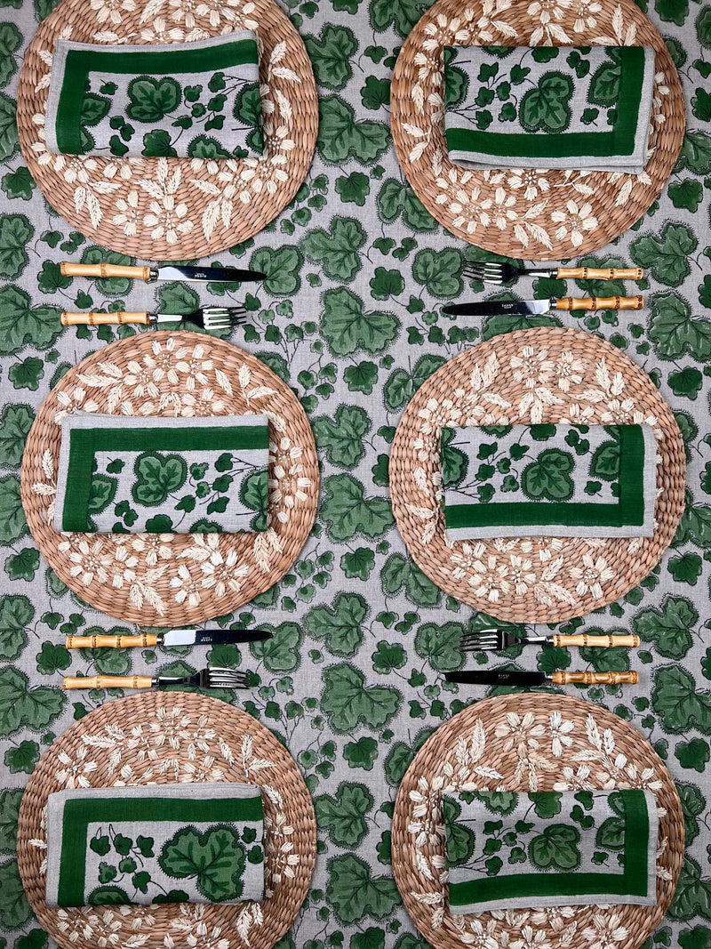 ’The Figue Leaf’ Napkins Set - Swedish Green - 100% Linen