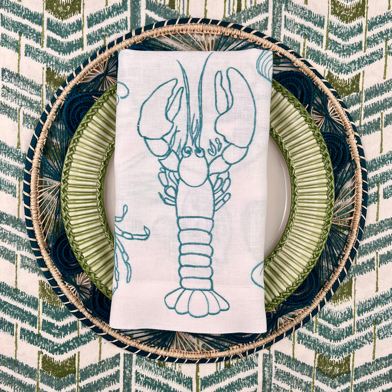 ’The Seafood Napkin’ - Embroidered in Turquoise