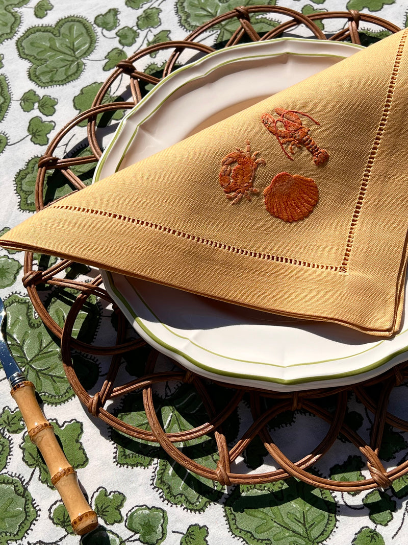 ’The Crab, Lobster & Shell’ Napkin - Citrus Sorbet