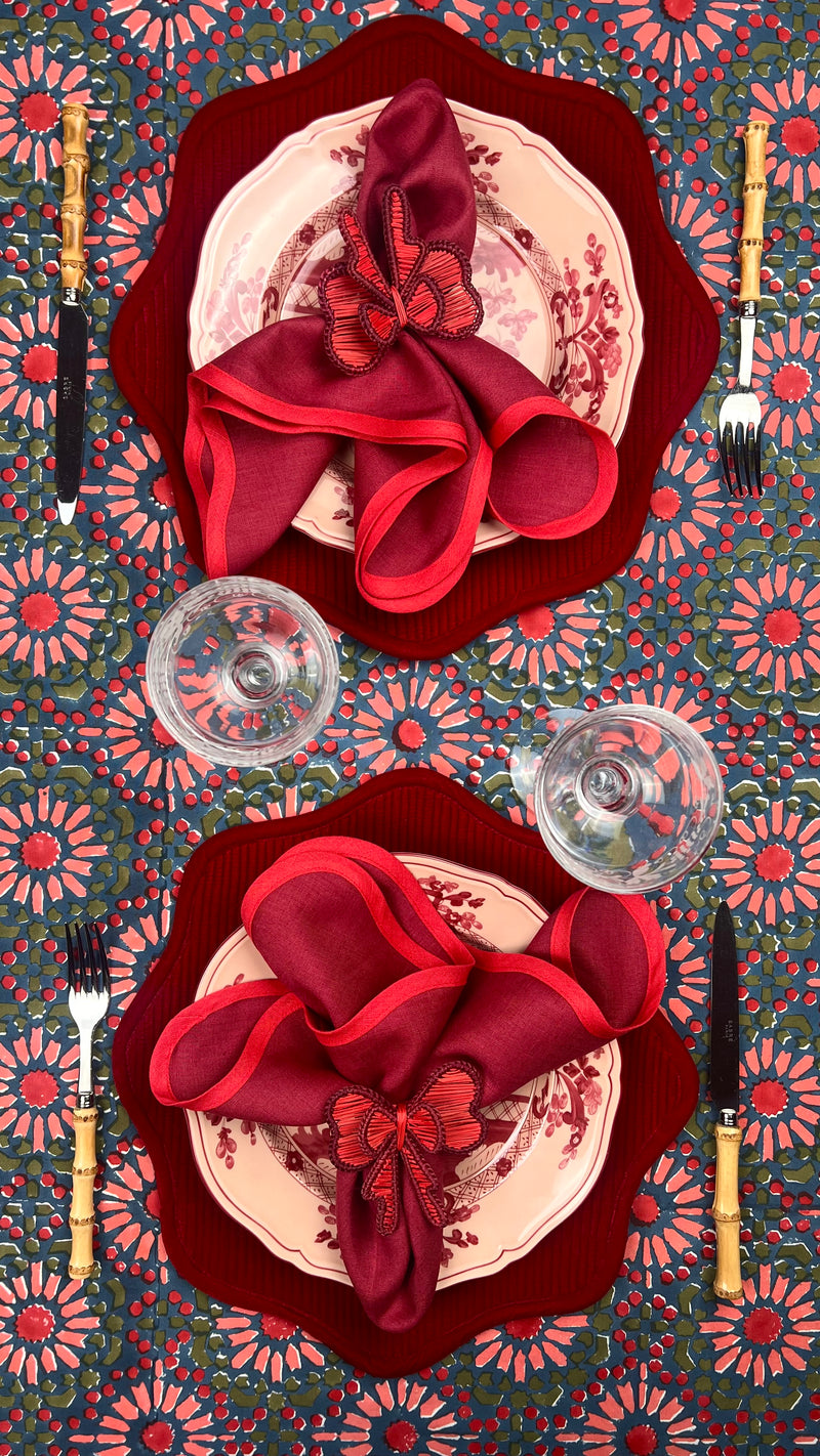 ‘The Kaleidoscope’ Tablecloth - Blue, Red, Pink, Moss