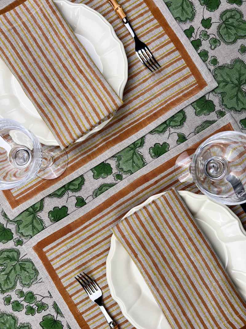 ’The Swedish Stripe’ Placemats (natural base) - 100% Linen