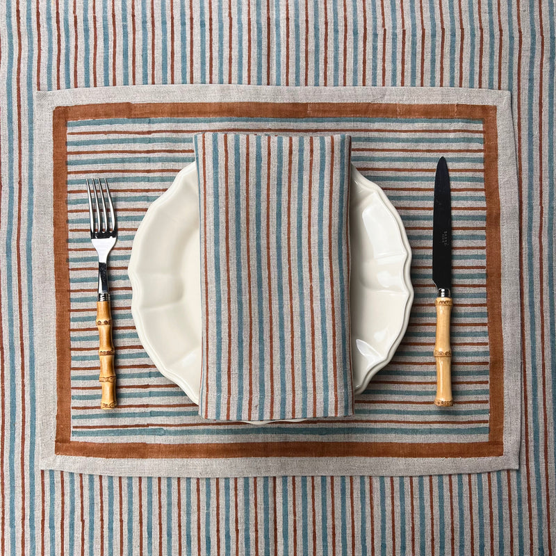 ’The Swedish Stripe’ Placemats (natural base) - 100% Linen