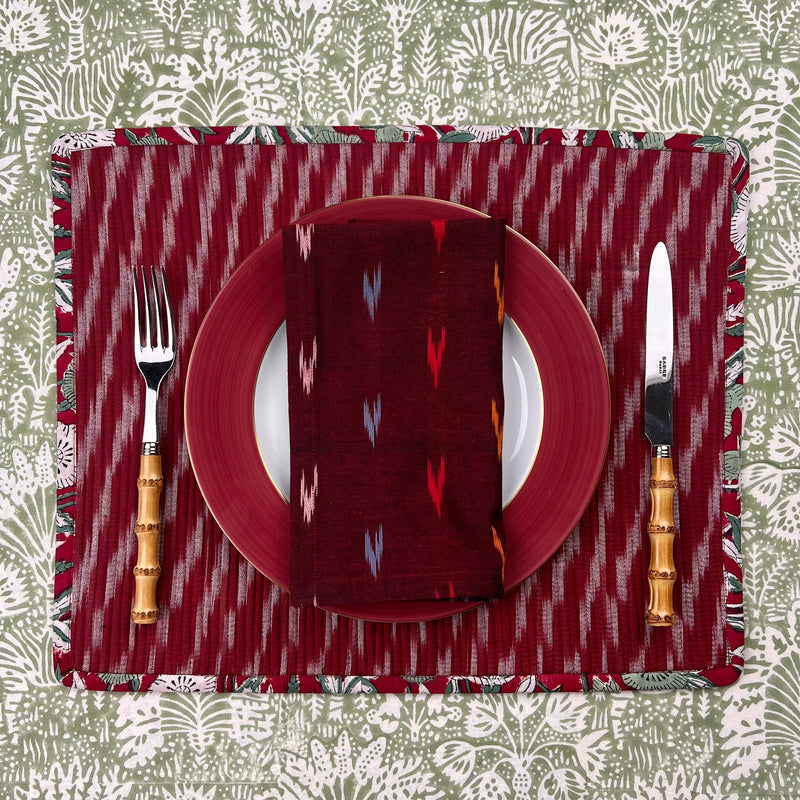 Gift Set: Set of Four Ikat Placemats (Burgundy)