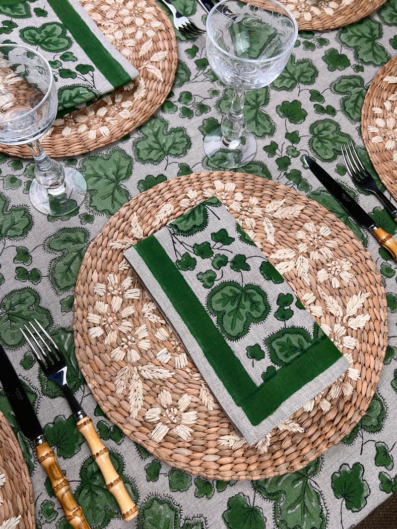 ’The Figue Leaf’ Napkins Set - Swedish Green - 100% Linen