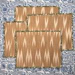 Gift Set: 4 Ikat Placemats in Beige & Green