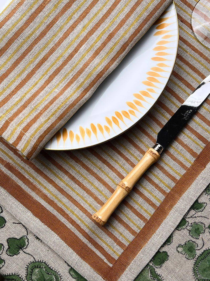 ’The Swedish Stripe’ Napkins - Natural Base - 100% Linen