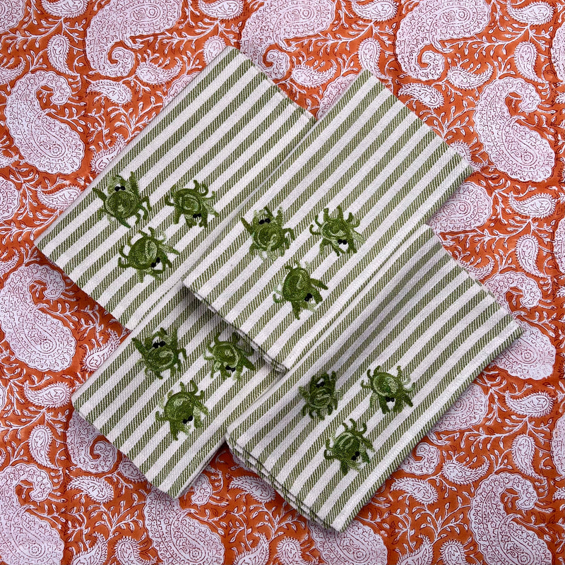 Gift Set: Four Green Crab Napkins