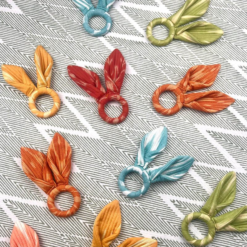 Ikat Easter Bunny Ears Napkinrings - Orange