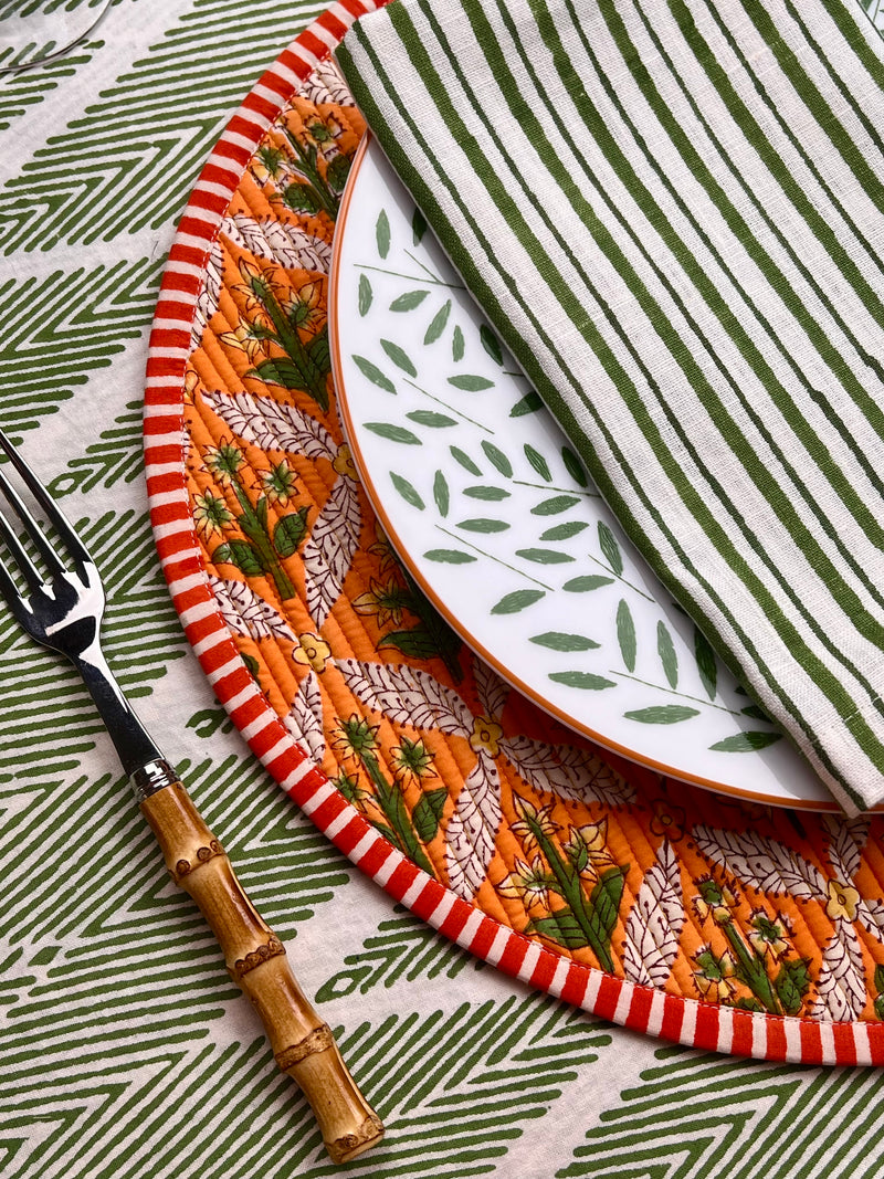 ‘The Breakfast’ Placemat - Round - Block Print