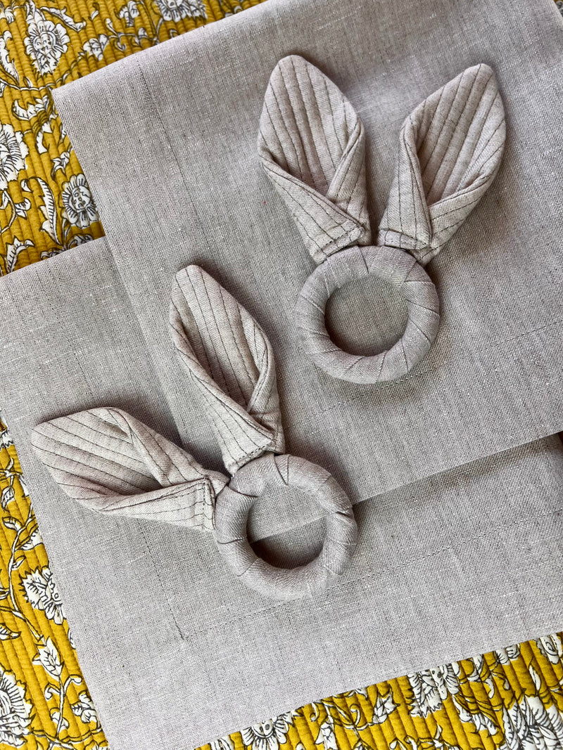 Easter Bunny Ears Napkinring & Napkin Set (100% Irish Linen)