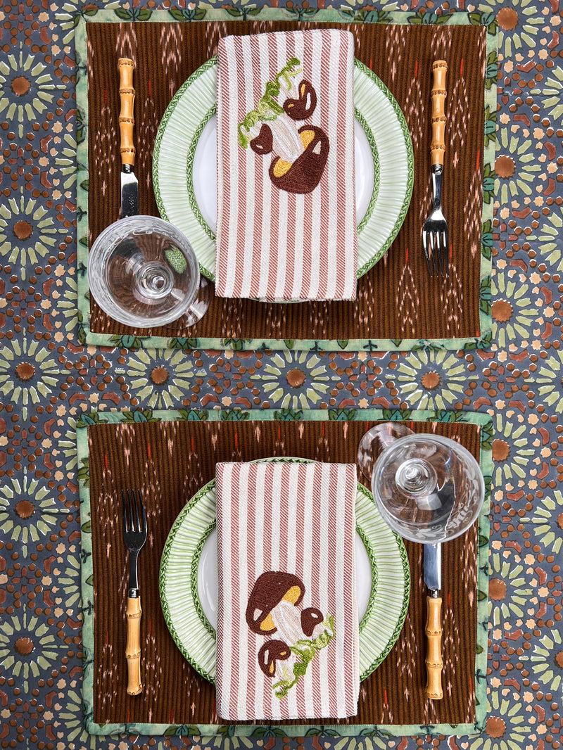 The Mushroom Napkin - Chestnut Stripe