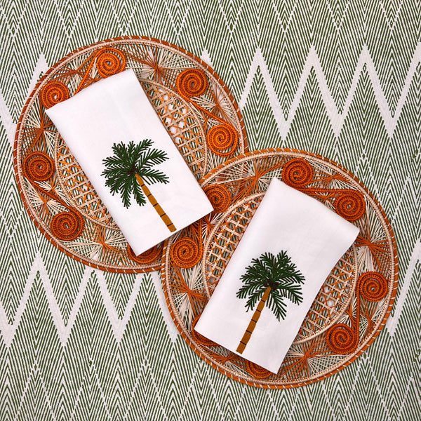 Curated Table Set: Orange Swirl & Palm Napkin